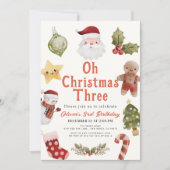 Oh Christmas Three Santa 3rd Birthday 招待状 (正面)