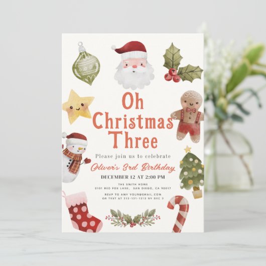 Oh Christmas Three Santa 3rd Birthday 招待状 (スタンド正面)