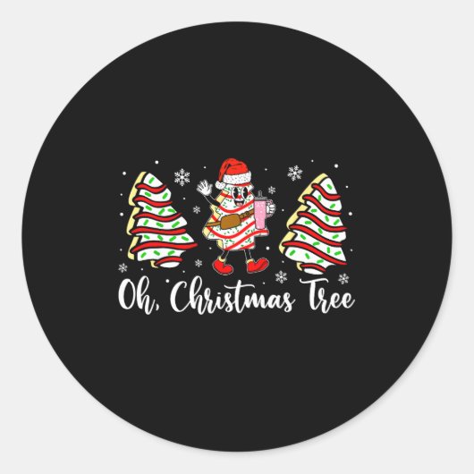 Oh Christmas Tree Cakes Debbie Becky Jen Cake Love ラウンドシール (正面)