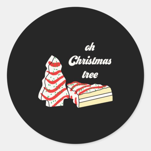 Oh Christmas Tree Cakes Debbie Funny Christmas Sna ラウンドシール (正面)