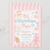 Oh Christmas Tree Coquette Bow 3rd Birthday 招待状 (正面/裏面)