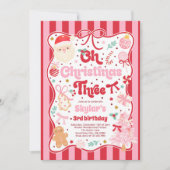 Oh Christmas Tree Coquette Bow 3rd Birthday 招待状 (正面)