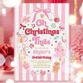 Oh Christmas Tree Coquette Bow 3rd Birthday 招待状
