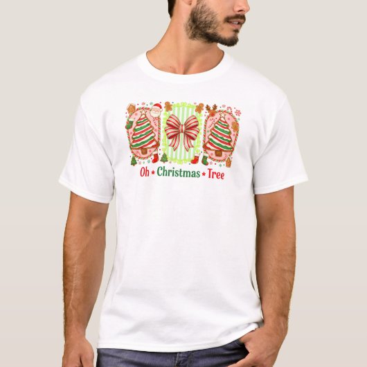 Oh Christmas Tree Gingerbread Art Bow Tシャツ (正面)
