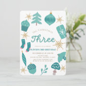 Oh Christmas Tree Holiday Green 1st Birthday 招待状 (スタンド正面)