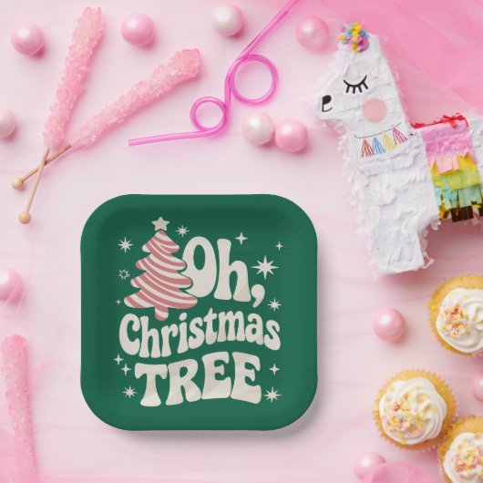 Oh Christmas Tree Light Merry Christmas Xmas  ペーパープレート (パーティー)