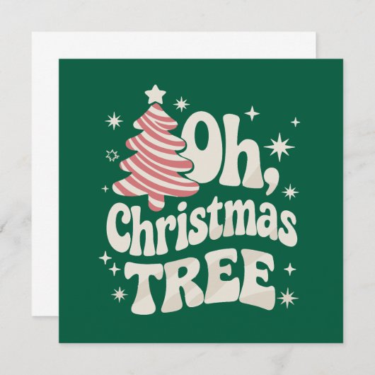 Oh Christmas Tree Light Merry Christmas Xmas  招待状 (正面/裏面)