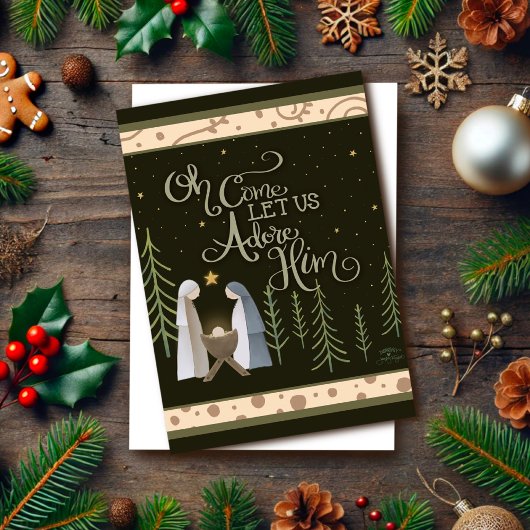 Oh Come Let Us Adore Him イエス キリスト クリスマス カード