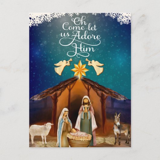 "Oh Come Let Us Adore Him" ナタビティ・クリスマス シーズンポストカード (正面)