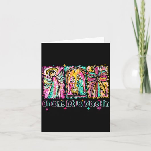 Oh Come Let Us Adore Him Christian Christmas Coque カード (正面)