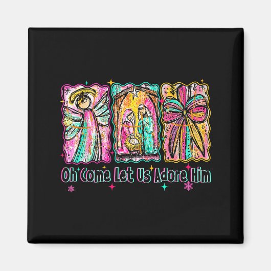 Oh Come Let Us Adore Him Christian Christmas Coque マグネット (正面)