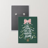 Oh Come Let Us Adore Him Christian Xmas Religious 缶バッジ (正面/裏面)