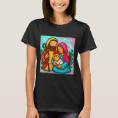 Oh Come Let Us Adore Him Jesus Nativity Scene Chri Tシャツ (正面)