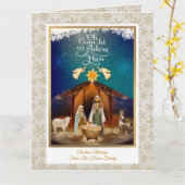 "Oh Come Let Us Adore Him" Nativity Christmas カード (黄色い花)