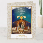 "Oh Come Let Us Adore Him" Nativity Christmas カード (正面)