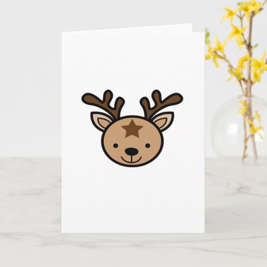 Oh Cute Deer Minimal Design カード (黄色い花)