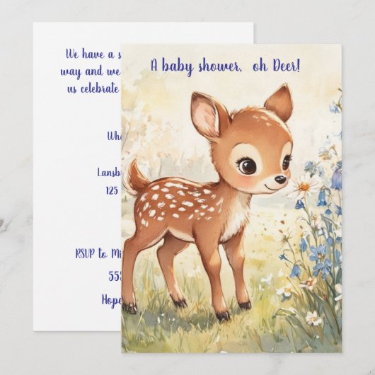 Oh Dear Baby Shower Digital Download Invitation 招待状 (正面/裏面)