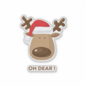 Oh Dear Funny Reindeer Christmas for Nature Lovers シール (正面)