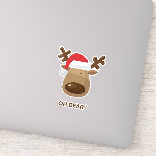 Oh Dear Funny Reindeer Christmas for Nature Lovers シール (詳細)