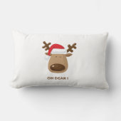 Oh Dear Funny Reindeer Christmas whimsical font ランバークッション (正面)