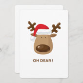Oh Dear Funny Reindeer Christmas Youth groups シーズンカード (正面/裏面)