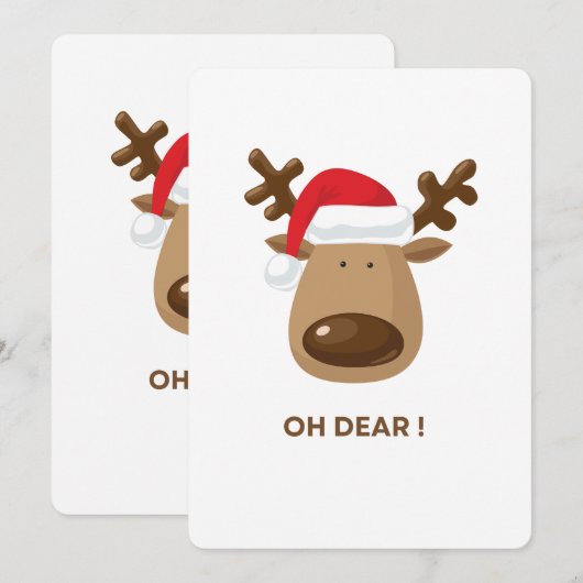 Oh Dear Funny Reindeer Christmas Youth groups シーズンカード (正面/裏面)