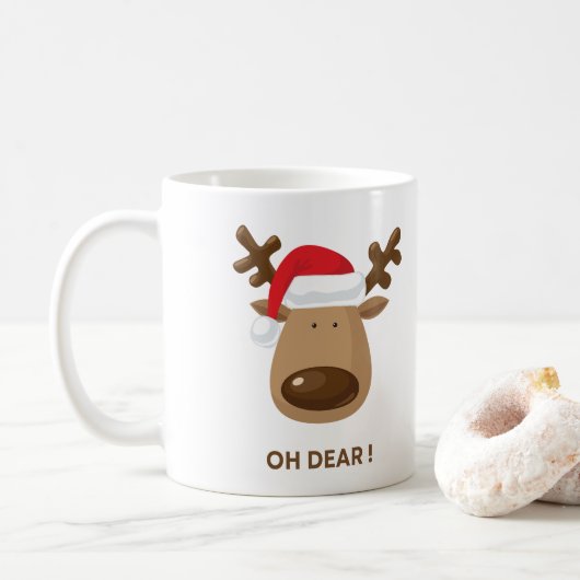 Oh Dear Funny Reindeer Holiday for families コーヒーマグカップ (ドーナツ)