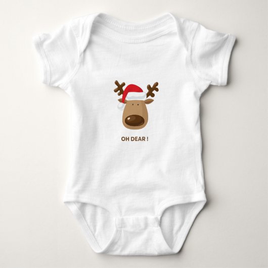 Oh Dear! Funny Reindeer Holiday Gift for moms ベビーボディスーツ (正面)