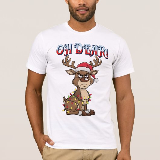 Oh Dear Grumpy Reindeer Christmas Lights Funny  Tシャツ (正面)