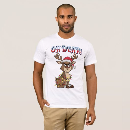 Oh Dear Grumpy Reindeer Christmas Lights Funny  Tシャツ (正面フル)