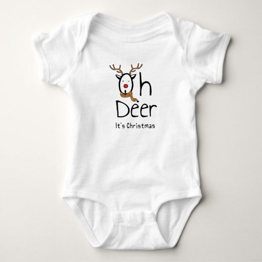 Oh DeerクリスマスのTシャツ ベビーボディスーツ (正面)