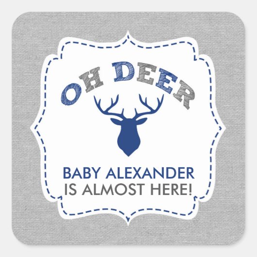 OH DEERバック赤ちゃんシャワーのお願い/封筒用シール スクエアシール (正面)