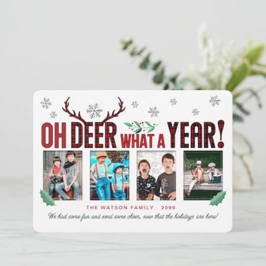 OH DEER何a年おもしろいクリスマスタータンチェック4写真 シーズンカード (スタンド正面)