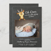 Oh Deer男の赤ちゃん写真誕生発表 案内状 (正面/裏面)