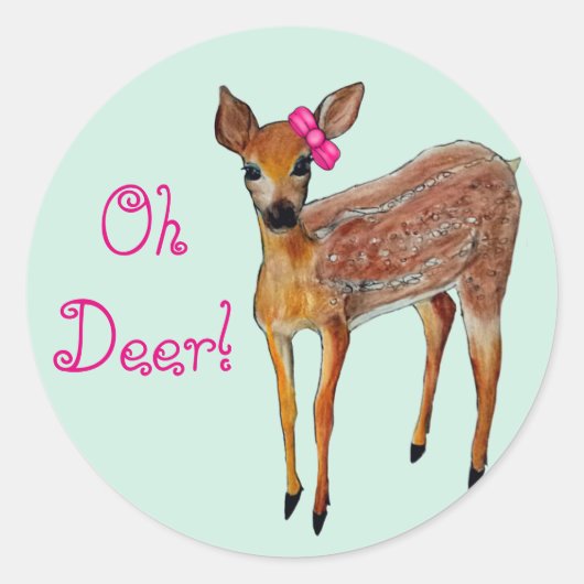 「Oh Deer」のフェイムステッカー ラウンドシール (正面)