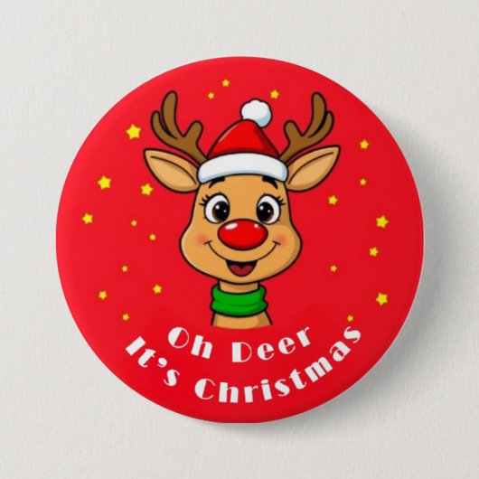 Oh Deer クリスマスボタン 缶バッジ (正面)