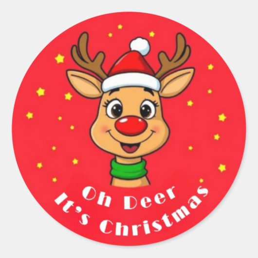 Oh Deer クリスマス ラウンドシール (正面)