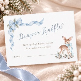 Oh Deer ブルーボウ ベビー ボーイ シャワー おむつラッフル エンクロージャーカード