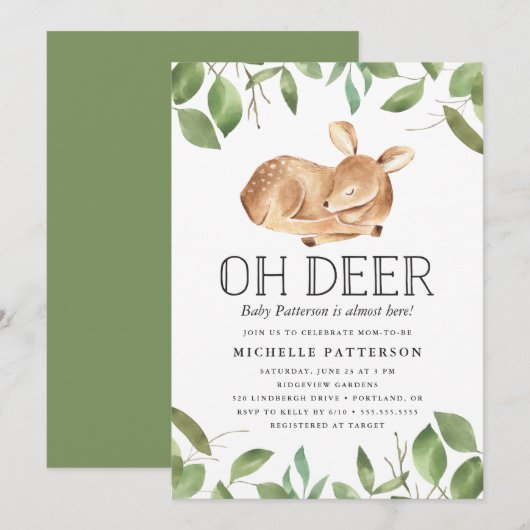 Oh Deer | ベビーシャワーのご招待状 招待状 (正面/裏面)