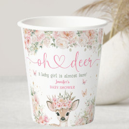 Oh Deer ベビーシャワー ガール ブラッシュピンク 紙コップ