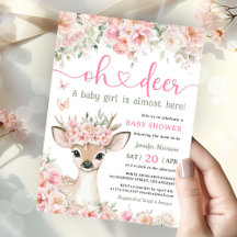 Oh Deer ベビーシャワー 女の子 ピンクの子鹿 