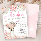 Oh Deer ベビーシャワー 女の子 ピンクの子鹿  招待状