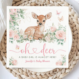 Oh Deer ベビーシャワー 女の子 ピンク ペーパーナプキン スタンダードカクテルナプキン