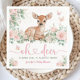 Oh Deer ベビーシャワー 女の子 ピンク ペーパーナプキン スタンダードカクテルナプキン