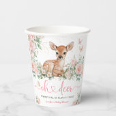 Oh Deer ベビーシャワー 女の子 ピンク 紙コップ (正面)