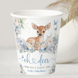 Oh Deer ベビーシャワー 男の子 ダスティブルー 紙コップ