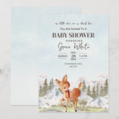  Oh Deer 冬のベビーシャワー ウッドランドベビーシャワー  招待状 (正面/裏面)
