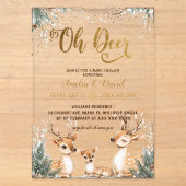 Oh Deer 冬のワンダーランド ベビーシャワー アクリル招待状 (正面)