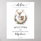 Oh Deer 冬の赤ちゃんの男の子のシャワーの歓迎のサインのポスター ポスター (正面)
