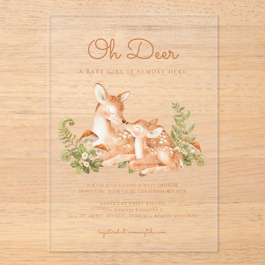 Oh Deer 森の赤ちゃんお披露目会 アクリル招待状 (正面)